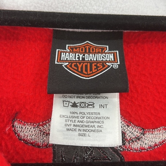 Harley Davidson red white fleece pullover size large - Picture 2 of 8